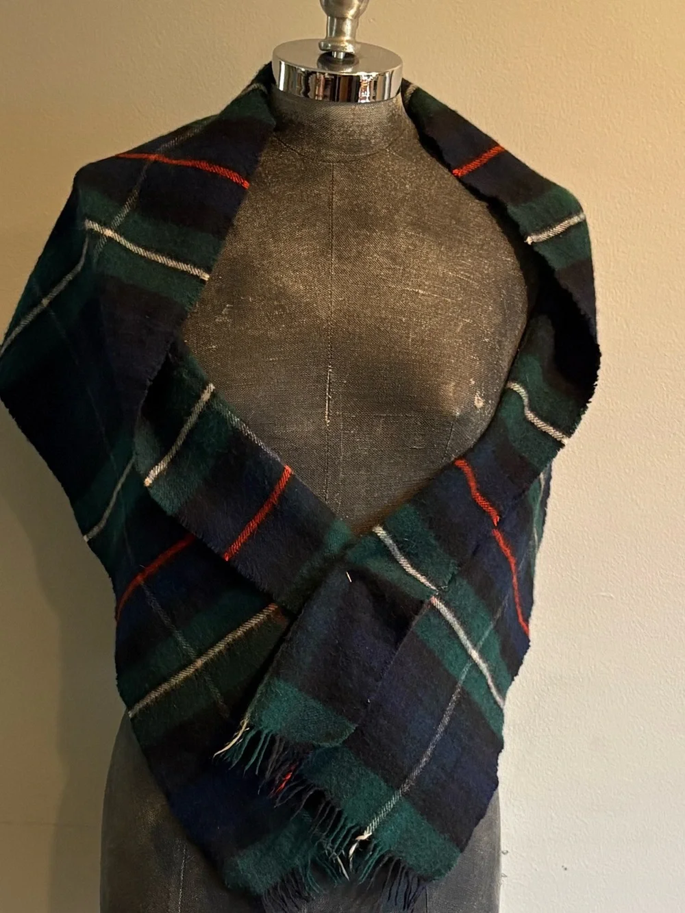 Burberrys’ Mackenzie Plaid Vintage Scarf Cashmere 70% Wool 30% Blend 12” x 56”